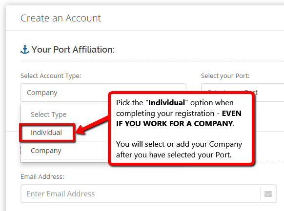individual account type pull-down option