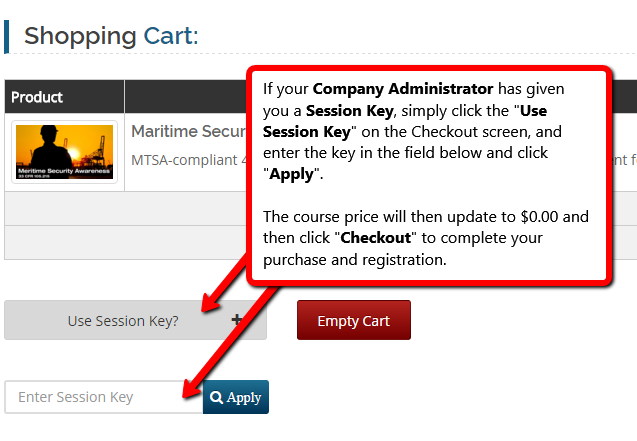 session key entry field